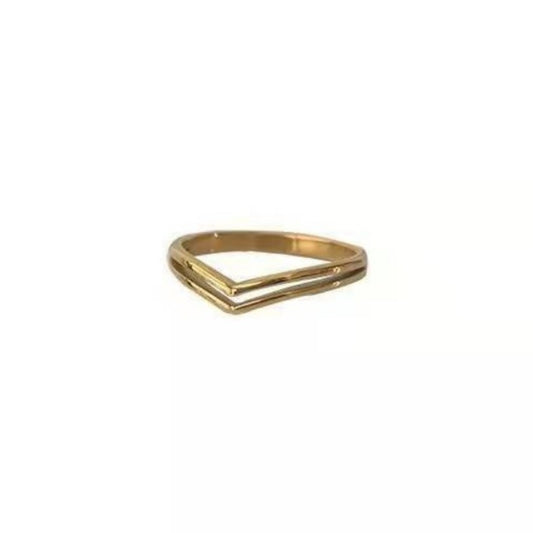 Stacking Thin V Chevron 18k gold Plated Dainty Wave Double-layer Ring nugget earrings
