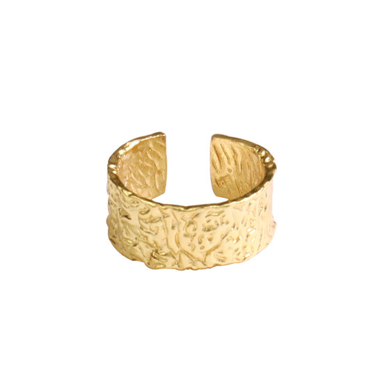 Nugget Gold Arty Texture Brass Cuff Ring nugget earrings