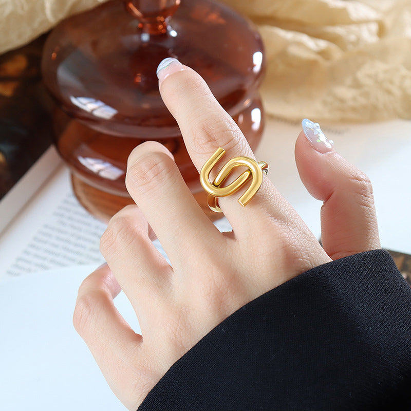 Nugget Jewlry Gold Double Disc Carved Hammered Ring